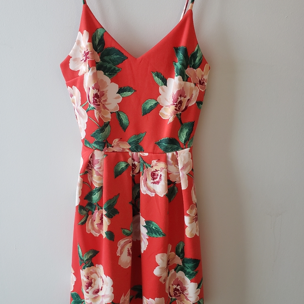 Red floral sundress